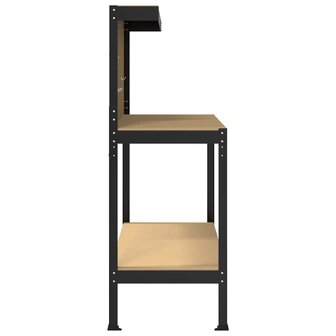 Werkbanken met plank Zwart 81 x 41 x 145 cm Bewerkt hout 6