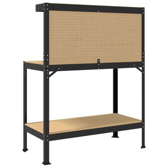 Werkbanken met plank Zwart 81 x 41 x 145 cm Bewerkt hout 7