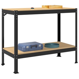 Werkbanken met plank Zwart 81 x 41 x 145 cm Bewerkt hout 3