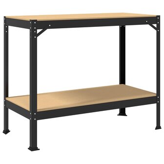 Werkbanken met plank Zwart 81 x 41 x 145 cm Bewerkt hout 7