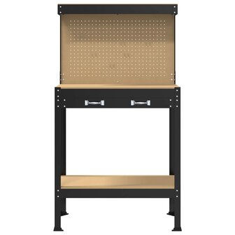 Werkbanken met lade Zwart 81 x 41 x 145 cm Bewerkt hout 6
