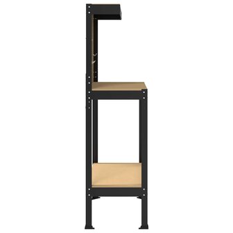 Werkbanken met plank Zwart 81 x 41 x 145 cm Bewerkt hout 6