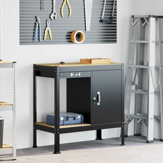 Werkbanken met lade Zwart 81 x 41 x 145 cm Bewerkt hout 1