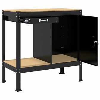 Werkbanken met lade Zwart 81 x 41 x 145 cm Bewerkt hout 5