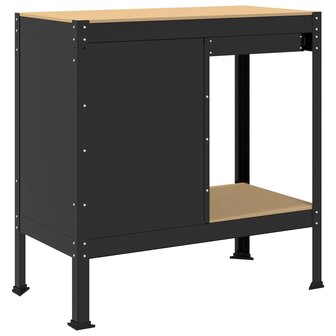 Werkbanken met lade Zwart 81 x 41 x 145 cm Bewerkt hout 8