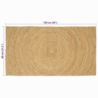 Vloerkleed Bruin 80 x 150 cm Jute 8