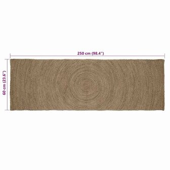 Vloerkleed Grijs 60 x 250 cm Jute 7