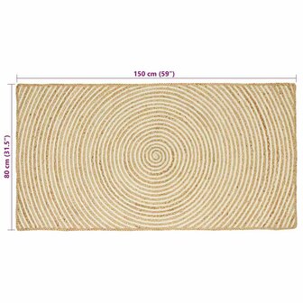 Vloerkleed Natuurlijk en Wit 80 x 150 cm Jute 8