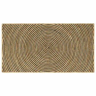 Vloerkleed Natuurlijk en Zwart 100 x 200 cm Jute 1