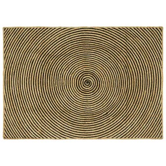 Vloerkleed Natuurlijk en Zwart 120 x 170 cm Jute 1