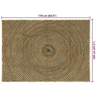 Vloerkleed Natuurlijk en Zwart 120 x 170 cm Jute 9