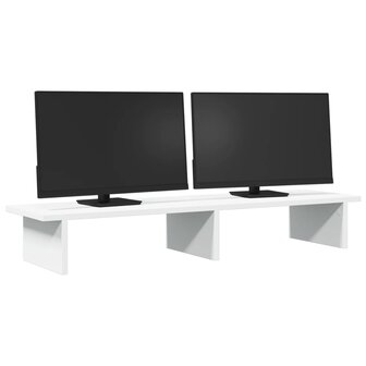 Monitorstandaard 100x27x15 cm bewerkt hout wit 3