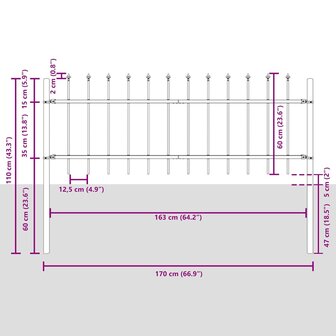 Tuinhek 2 pcs Grijs 3,4 x 0,6 m Poedercoating staal 8