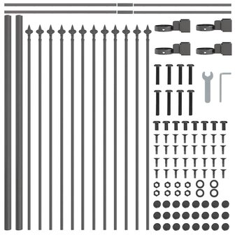 Tuinhek Grijs 1,7 x 0,6 m Poedercoating staal 5