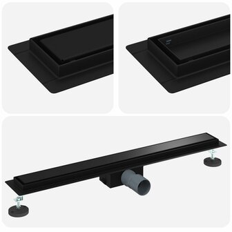 2 in 1 Doucheafvoer Zwart 80 cm Roestvrij staal 304 2