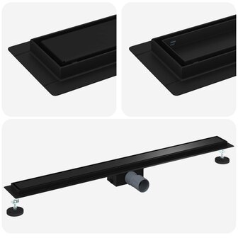2 in 1 Doucheafvoer Zwart 100 cm Roestvrij staal 304 2