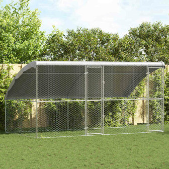 Hondenhok met opslag 2 pcs Zilver 4 x 2 x 2 m Staal 1