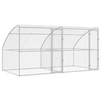 Hondenhok met opslag 2 pcs Zilver 4 x 2 x 2 m Staal 2