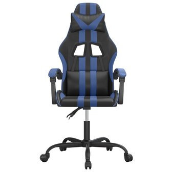 Gamestoel draaibaar kunstleer zwart en blauw 3