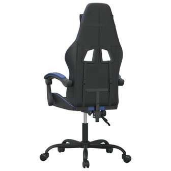 Gamestoel draaibaar kunstleer zwart en blauw 5