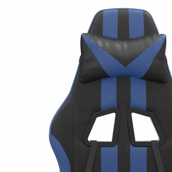 Gamestoel draaibaar kunstleer zwart en blauw 9