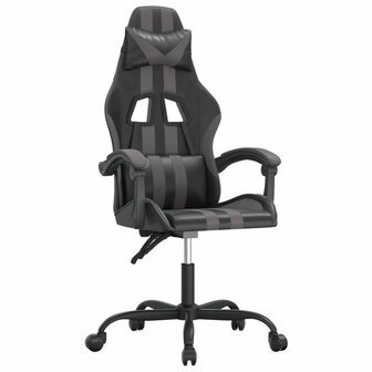 Gamestoel draaibaar kunstleer zwart en grijs 2