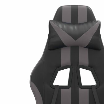 Gamestoel draaibaar kunstleer zwart en grijs 9