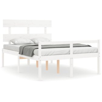 Seniorenbed met hoofdbord massief hout wit 2