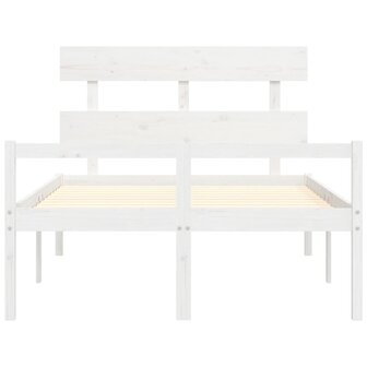 Seniorenbed met hoofdbord massief hout wit 6