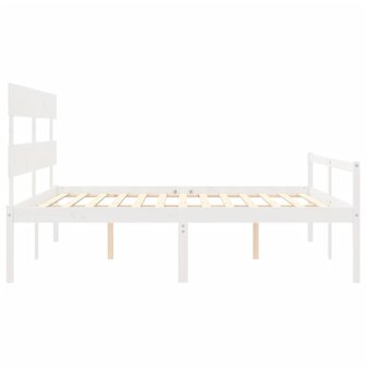 Seniorenbed met hoofdbord massief hout wit 200x200 cm 7
