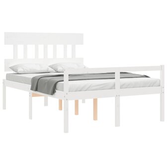 Seniorenbed met hoofdbord massief hout wit 4