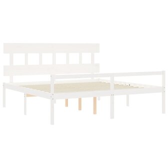 Seniorenbed met hoofdbord massief hout wit 200x200 cm 5