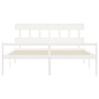 Seniorenbed met hoofdbord massief hout wit 200x200 cm 6