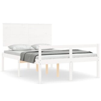 Seniorenbed met hoofdbord massief hout wit 140x190 cm 2