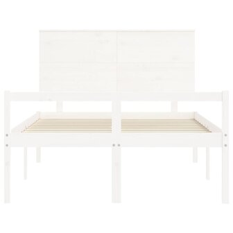 Seniorenbed met hoofdbord massief hout wit 140x190 cm 6