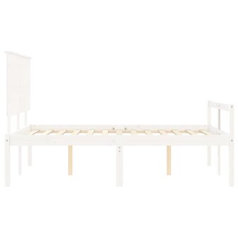 Seniorenbed met hoofdbord massief hout wit 140x190 cm 7