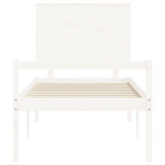 Seniorenbed met hoofdbord massief hout wit 90x200 cm 6