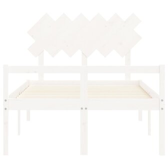 Seniorenbed met hoofdbord massief hout wit 6
