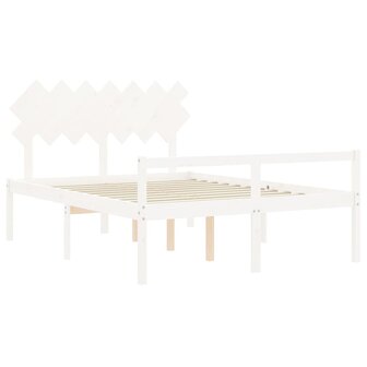 Seniorenbed met hoofdbord massief hout wit 140x190 cm 5