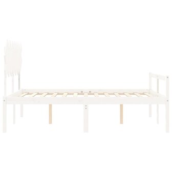Seniorenbed met hoofdbord massief hout wit 140x190 cm 7