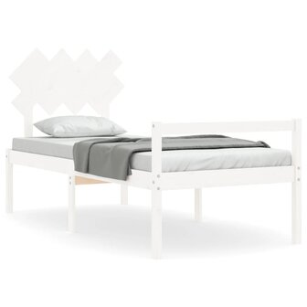 Seniorenbed met hoofdbord massief hout wit 90x200 cm 2