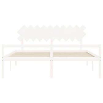 Seniorenbed met hoofdbord massief hout wit 200x200 cm 6