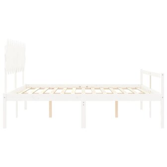 Seniorenbed met hoofdbord massief hout wit 200x200 cm 7