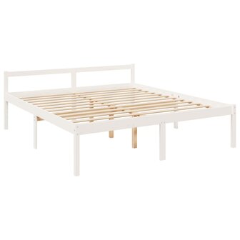Seniorenbed met hoofdbord massief hout wit 200x200 cm 9