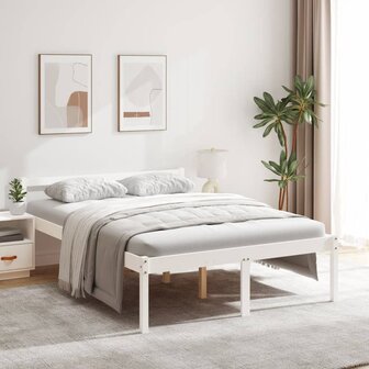 Seniorenbed massief grenenhout wit 140x190 cm 1