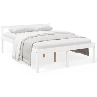 Seniorenbed massief grenenhout wit 140x190 cm 2