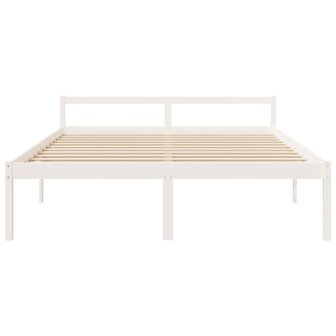Seniorenbed massief grenenhout wit 200x200 cm 4
