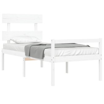 Seniorenbed met hoofdbord massief hout wit 4