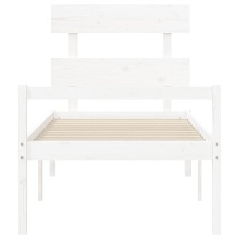 Seniorenbed met hoofdbord massief hout wit 6