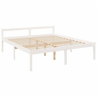 Seniorenbed met hoofdbord massief hout wit 9